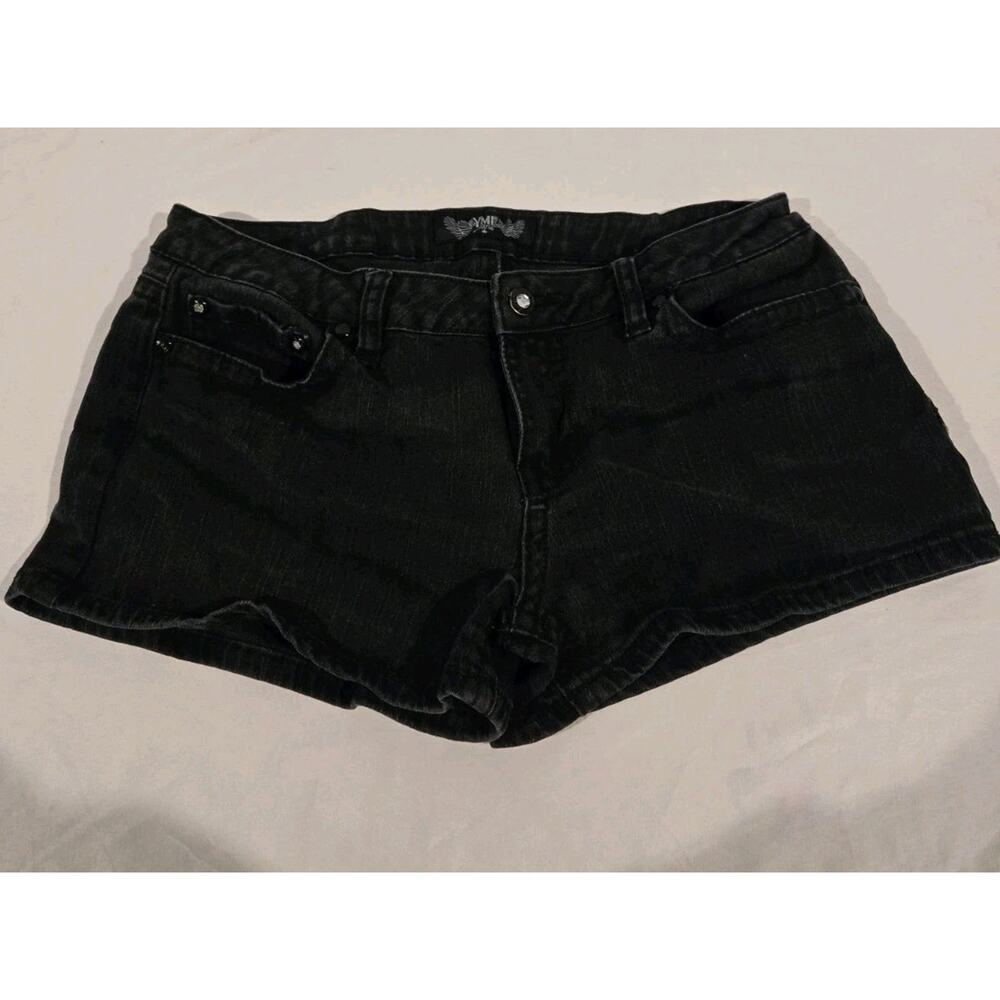 Womens YMI Jeans Shorts Black Embroidered Pockets Size 11